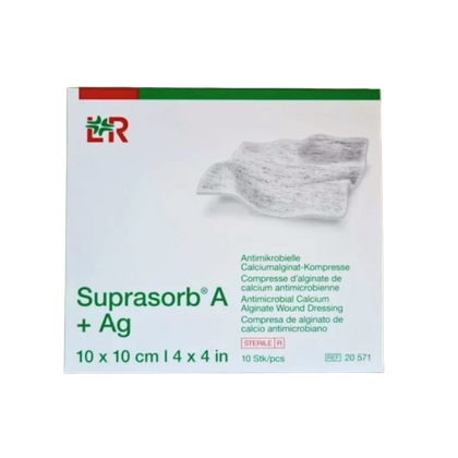 SUPRASORB A+Ag 10 x 10 cm. Opatrunek przeciwbakteryjny ze srebrem (10 szt.)