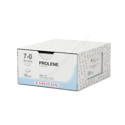 Nici PROLENE 7/0, ig. 8 mm, 3/8 koła, odwrotnie tnąca / 75 cm - monofilament, niewchłanialne (12 szt.) - Johnson