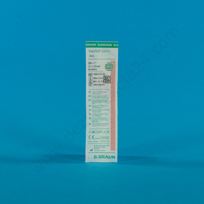 Kaniula Vasofix Safety Pur 20G 1,1 x 25 mm różowa, z osłoną i portem do iniekcji - Braun