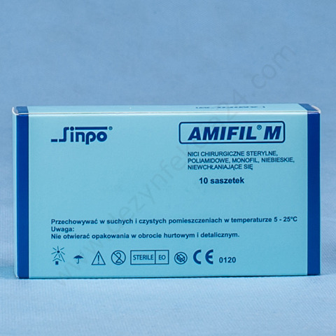 NICI AMIFIL M 1/0 ig. 30 mm, 3/8 koła, odwrotnie tnąca / 75 cm - niewchłanialne, monofilament (10 szt.)