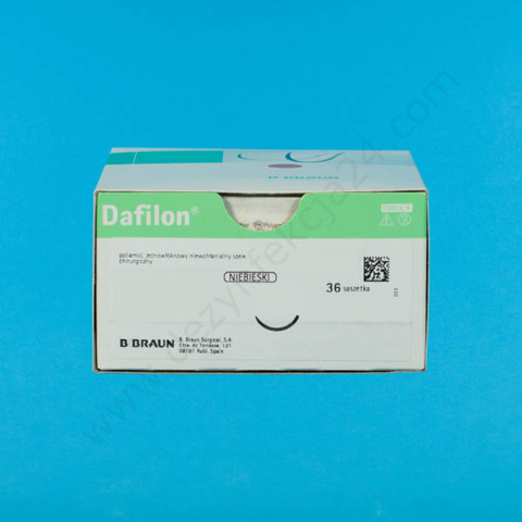 Nici DAFILON 5/0 ig. 12 mm, 3/8 koła, odwrotnie tnąca / 75 cm - niewchłanialne, monofilament, poliamid (36 szt.)