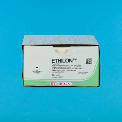 Nici Ethilon 3/0, ig. 26 mm, 3/8 koła, odwrotnie tnąca / 45 cm - monofilament, poliamid, niewchłanialne (24 szt.) - Johnson